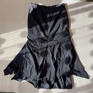 Assymetrical Layered Rouged Black Maxi Skirt